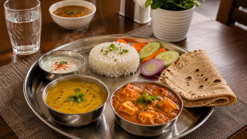 Homely unlimited vegetarian thali meals for Girls PG residents in Ahmedabad